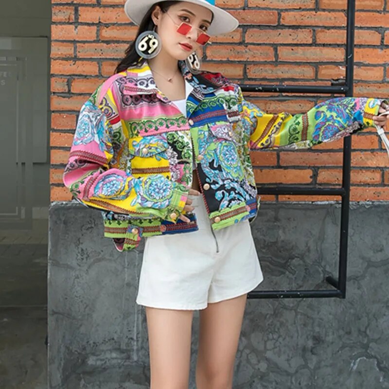 Denim Jackets Fashion Printed