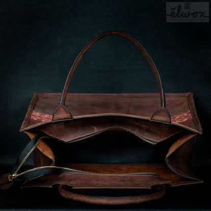 Batik Leather Bag/ Brown Vintage