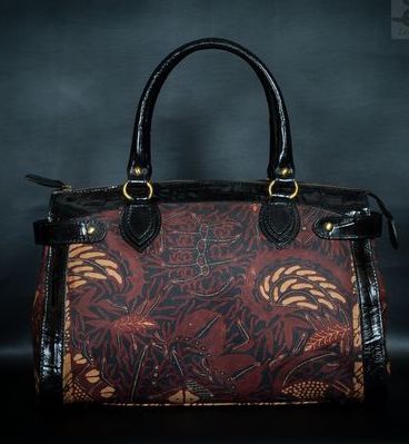 Batik Leather Bag Dark Brown Anggrek BAtik