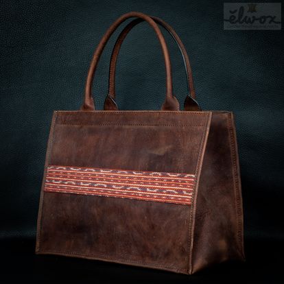 Batik Leather Bag/ Brown Vintage