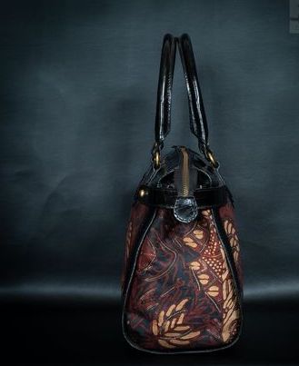 Batik Leather Bag Dark Brown Anggrek BAtik