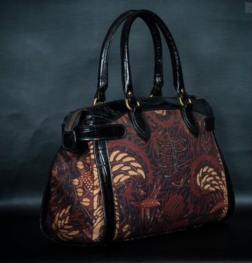 Batik Leather Bag Dark Brown Anggrek BAtik