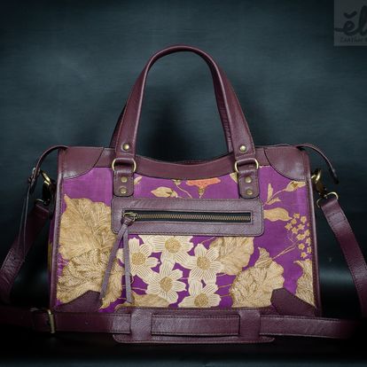 Batik Leather Bag Purple High Quality