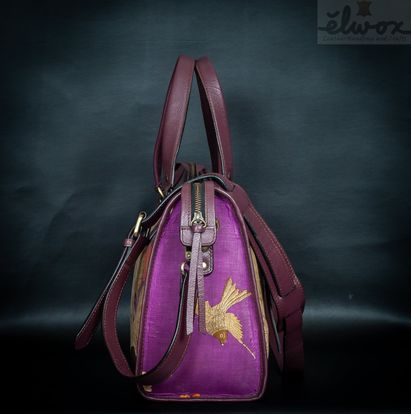 Batik Leather Bag Purple High Quality