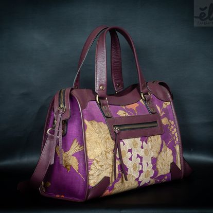 Batik Leather Bag Purple High Quality