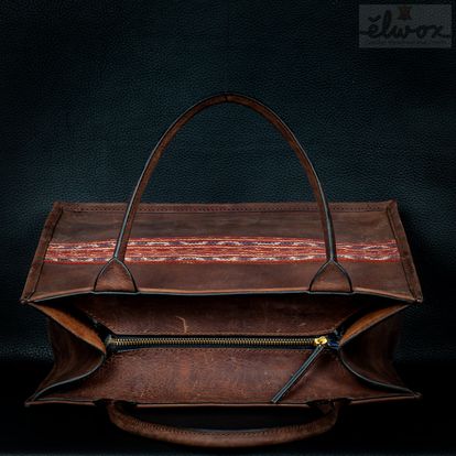 Batik Leather Bag/ Brown Vintage