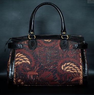 Batik Leather Bag Dark Brown Anggrek BAtik