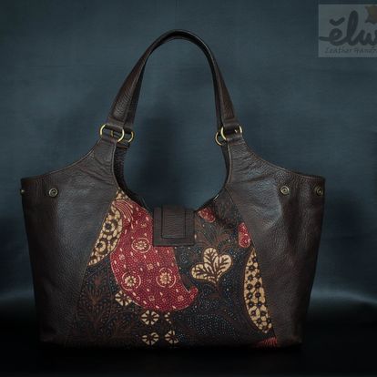 Batik Leather Bag, Leather Vintage Batik Bag, High Quality
