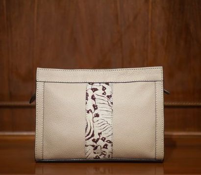 Leather Clutch with Batik Cream