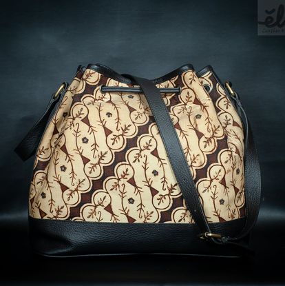 Batik Leather Bag, Cream