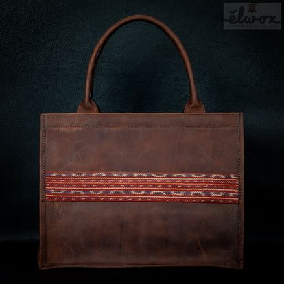 Batik Leather Bag/ Brown Vintage