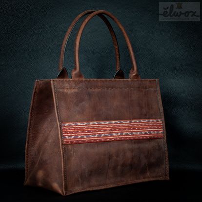 Batik Leather Bag/ Brown Vintage