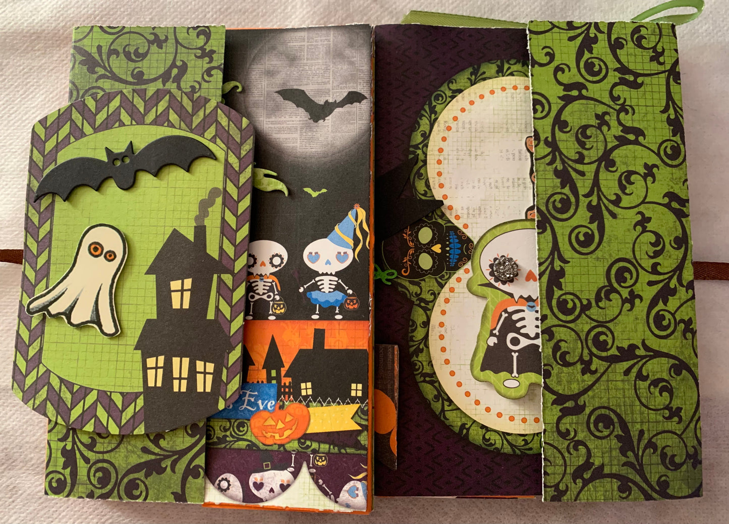 Halloween - Hand made card/ unique Green Colourful