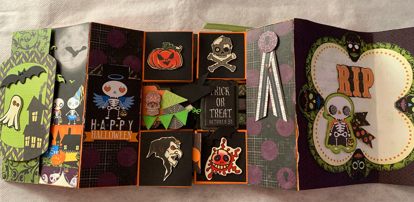 Halloween - Hand made card/ unique Green Colourful