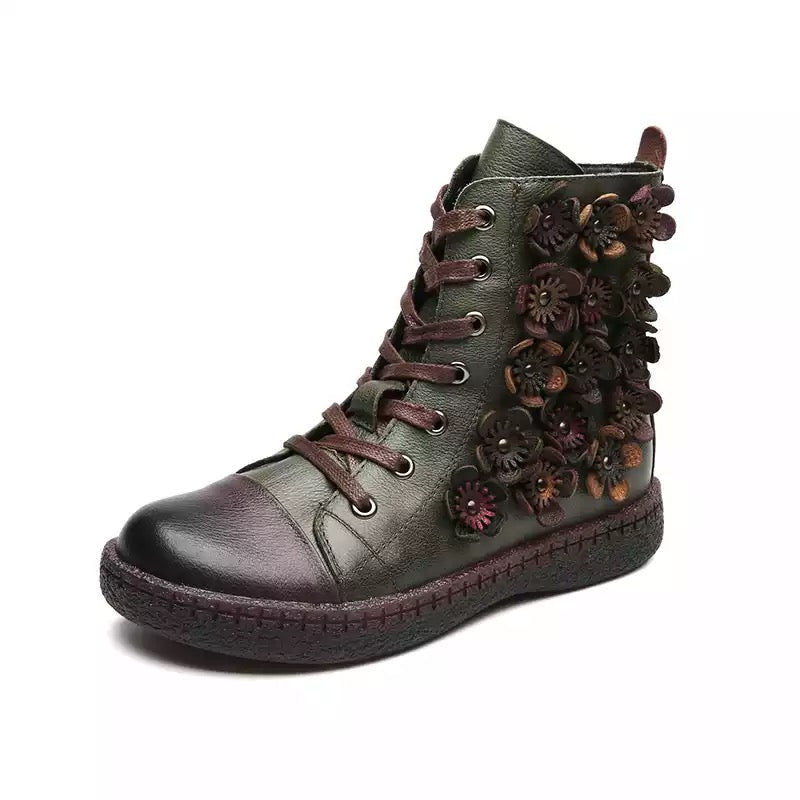 Genuine Leather Women Platform Boots