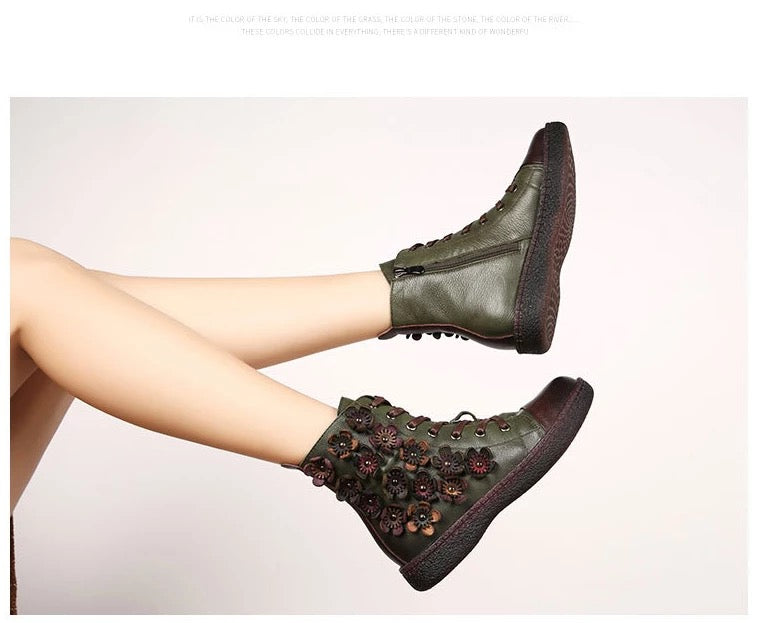 Genuine Leather Women Platform Boots