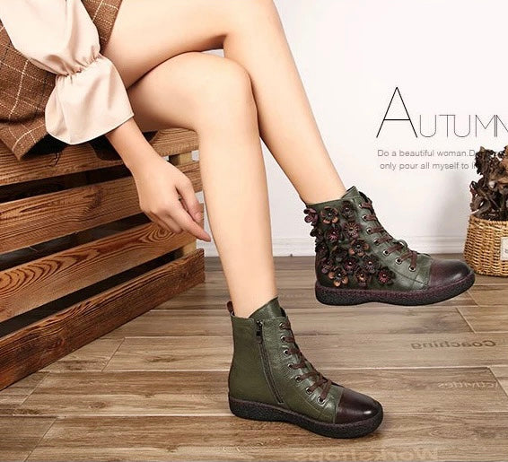 Genuine Leather Women Platform Boots