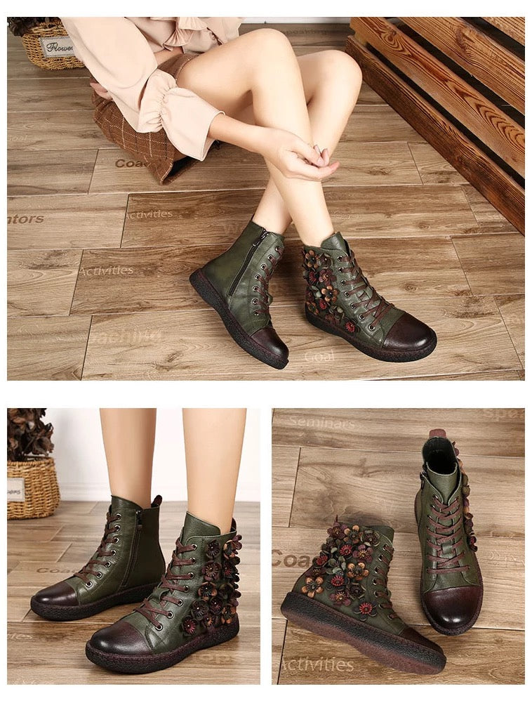 Genuine Leather Women Platform Boots