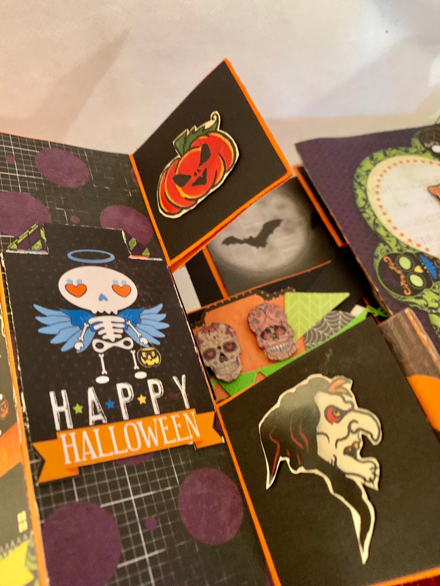 Halloween - Hand made card/ unique Green Colourful