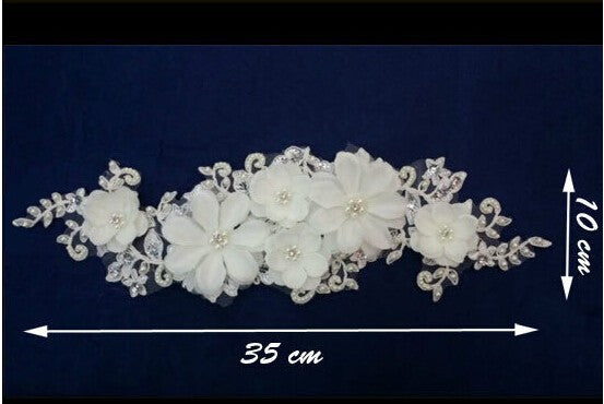 Bride Bridal White Lace Flower Headband With Rhinestone Pearl Hairband Hair Jewellery Hair Accessories