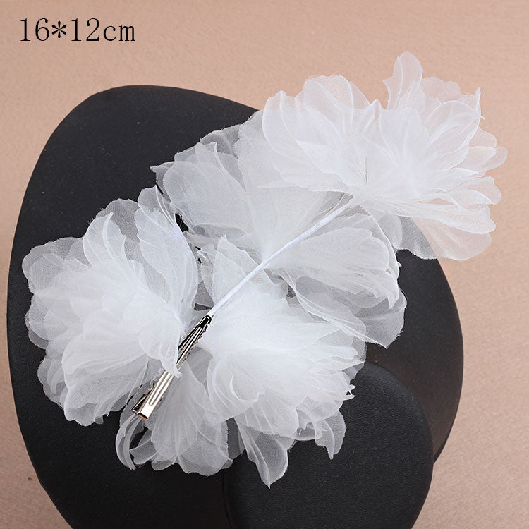 wedding party romantic white voile flower hair pin bride high quality yarn handmade hair jewelry bridal hair accessories