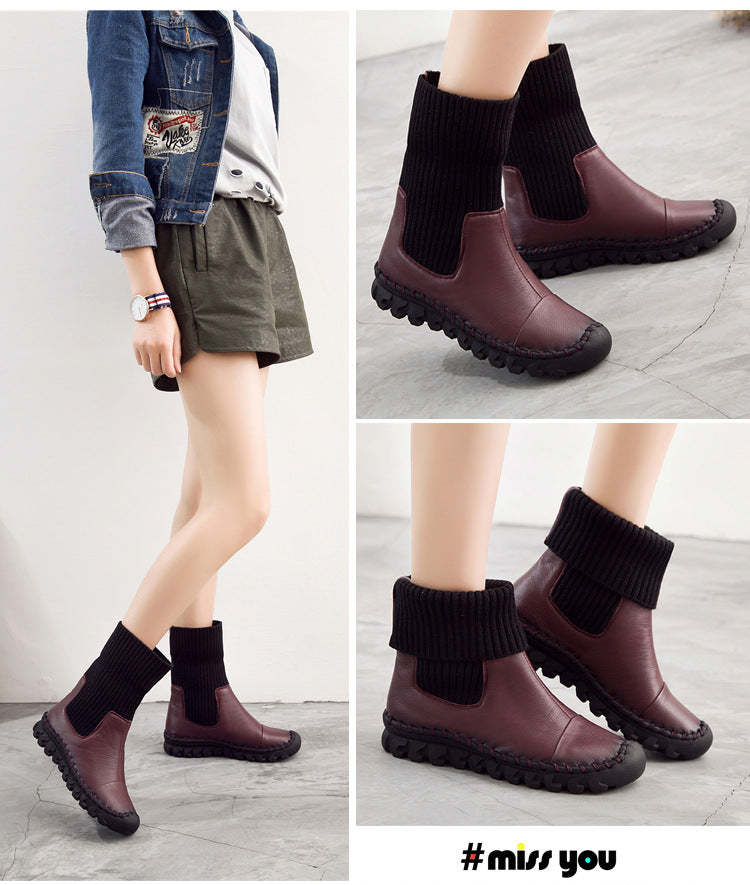 Genuine Leather Women Boots Winter Ankle Boots