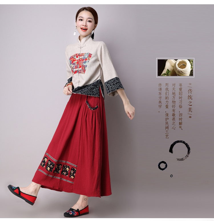 Long-sleeved cotton literary retro Slim Short Jacket