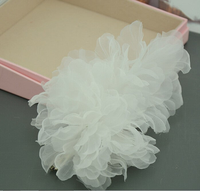 wedding party romantic white voile flower hair pin bride high quality yarn handmade hair jewelry bridal hair accessories