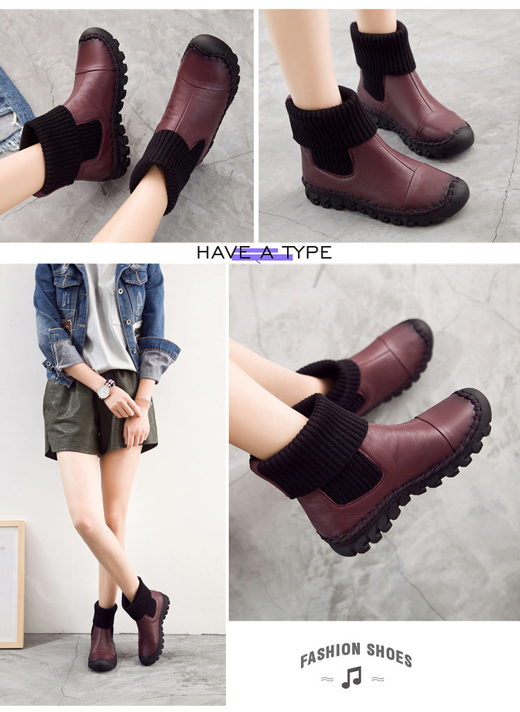 Genuine Leather Women Boots Winter Ankle Boots