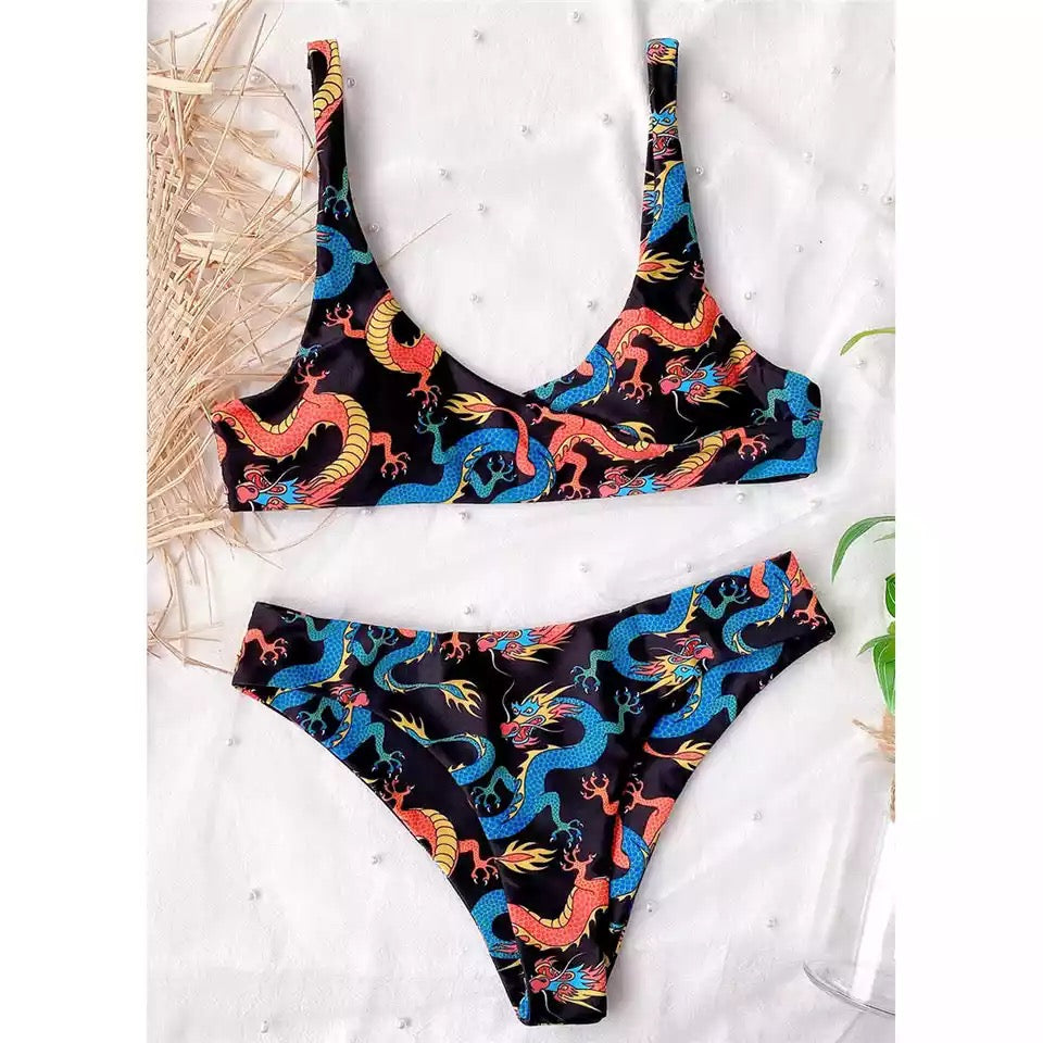 Swimwear Dragon Printed