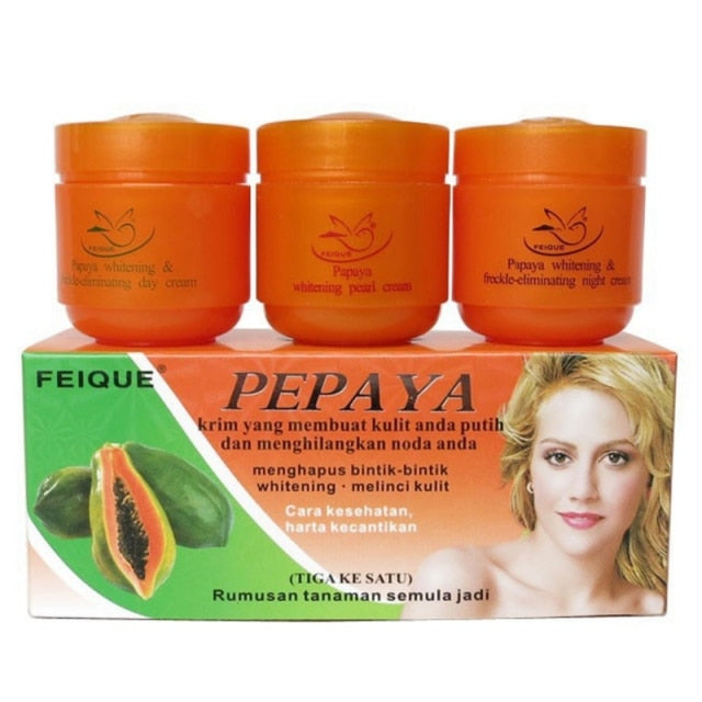 Papaya Whitening Day And Night Cream Anti Freckle Face Cream Improve Dark Skin Refreshing Face Skin 2pcs/set