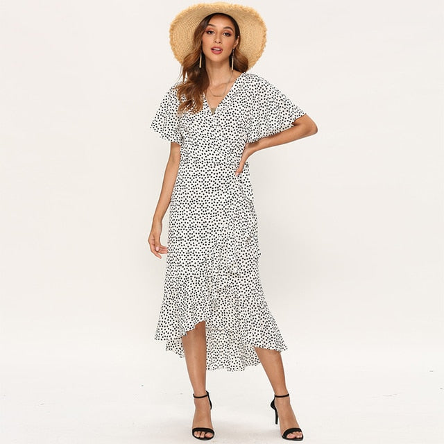 Long Wrap Dress 2021 Summer Boho Style Floral Print Maxi Beach Dress Sexy Side Split Party Dress Sundress Vestidos