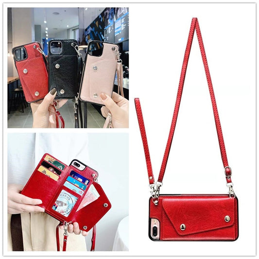 Wallet strap Case for iphone 13 12 mini 11 pro xs max xr x 7 8 plus cover luxury leather card shoulder lanyard phone bag capa
