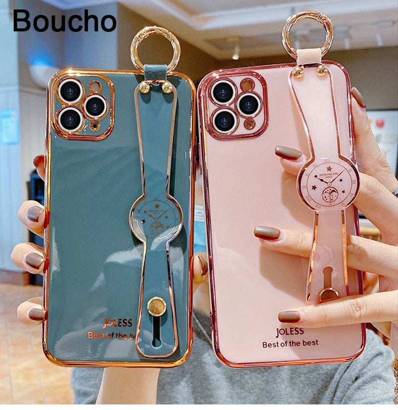 Electroplated Wrist Strap phone case for iphone 13 Pro 12 Pro MAX 11 Pro XS XR X SE 6 7 8 plus luxury