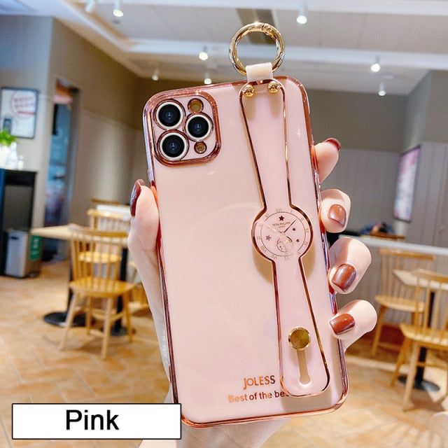 Electroplated Wrist Strap phone case for iphone 13 Pro 12 Pro MAX 11 Pro XS XR X SE 6 7 8 plus luxury